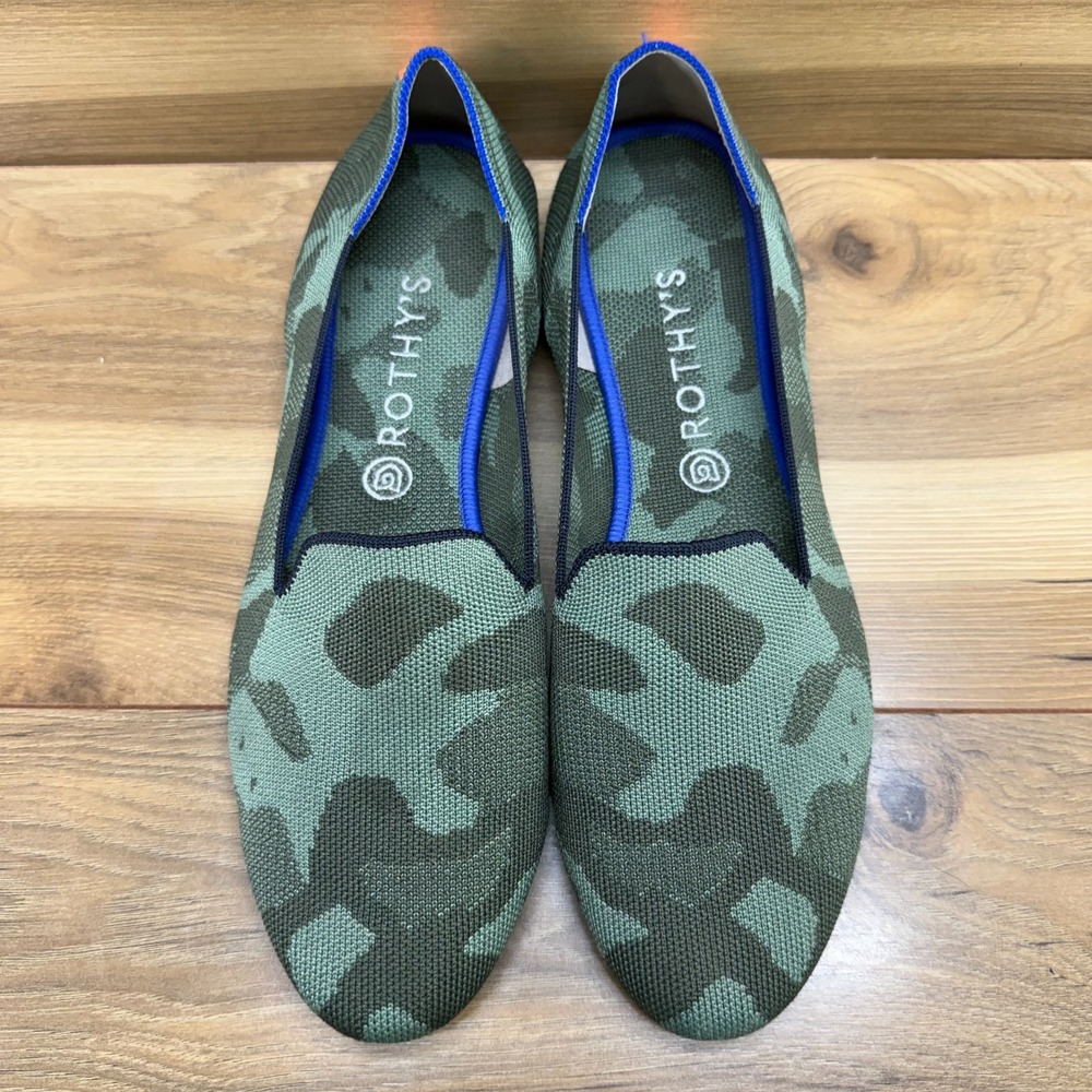 Rothys The Loafer Camo Flats Womens 12.5 Green Modern Office Minimalist